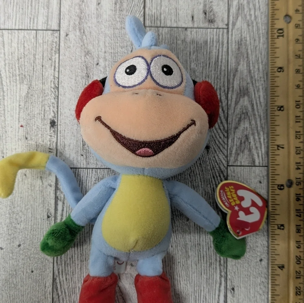 Ty Boots Colorful Plush Monkey with Red and Blue